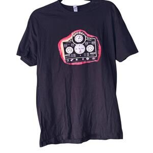 Black/Red Vintage Inspired Hockey Graphic Tee with Clocks Symbols